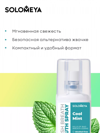 Освежающий спрей для полости рта Прохладная мята Solomeya Fresh Breath Mouth spray Cool mint, 20 мл